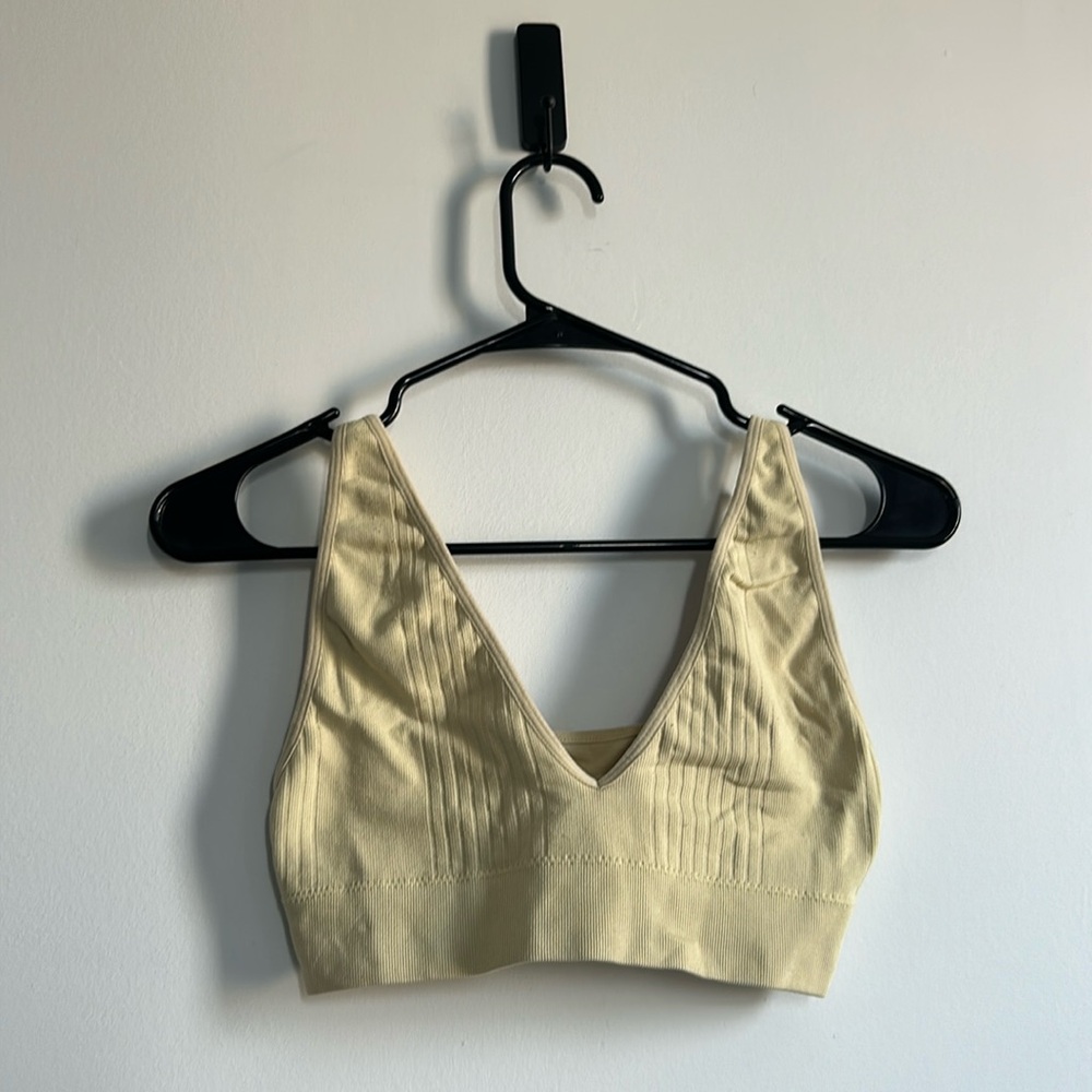 Yellow sports bra